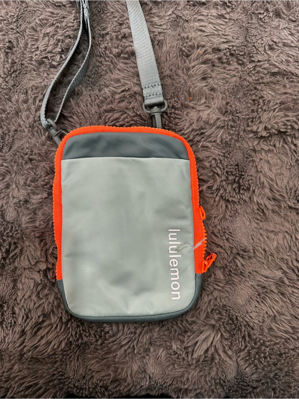 lululemon athletica Gray Crossbody Pouch with Orange Trim